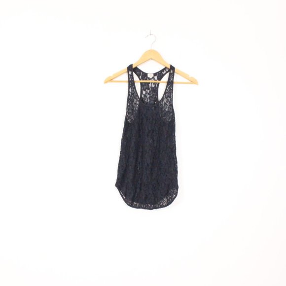 *Wilfred Madeline Lace Navy Racer Back Tank Top - Picture 3 of 6